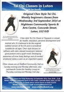 Luton Tai Chi beginners classes